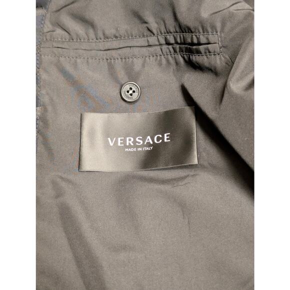 Versace Black Windbreak Bomber Leather Jacket Size Large - Picture 5 of 10